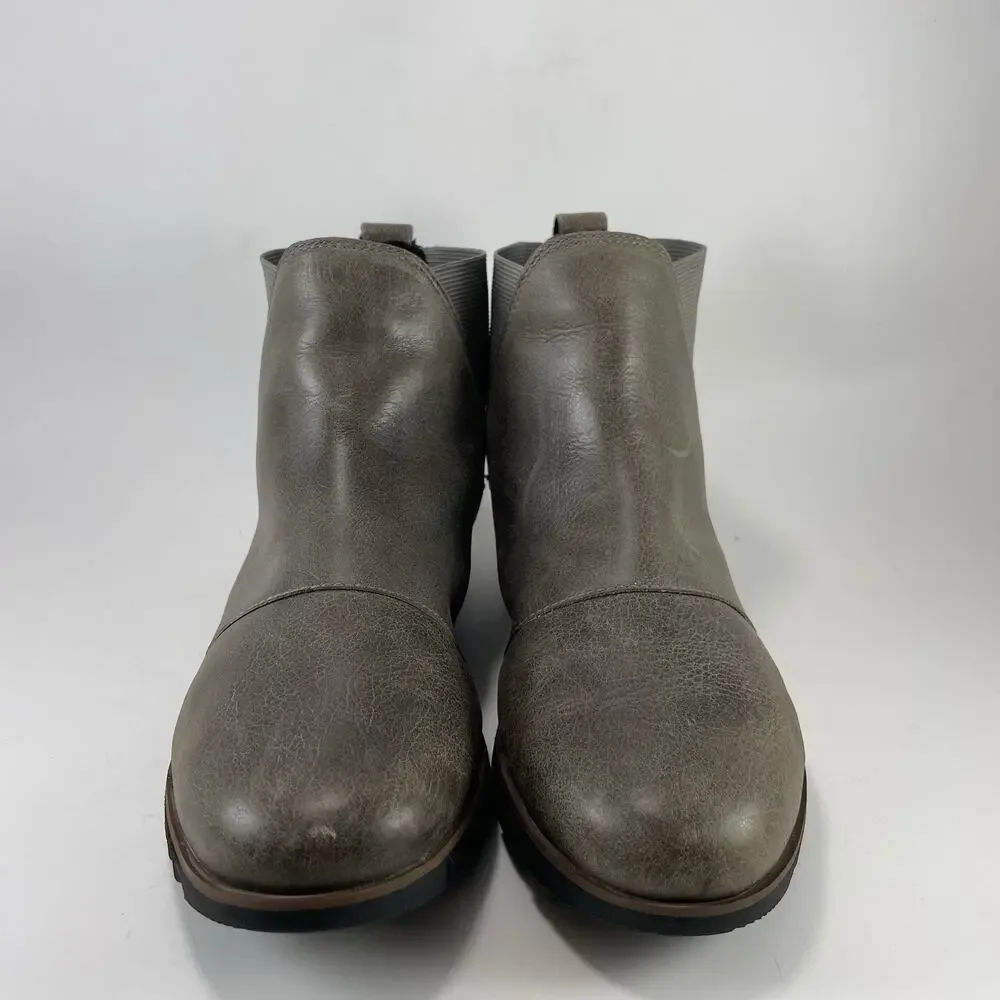 Sorel Joan of Arctic Wedge II Chelsea Boots Womens Size 9 Grey Leather NL3334